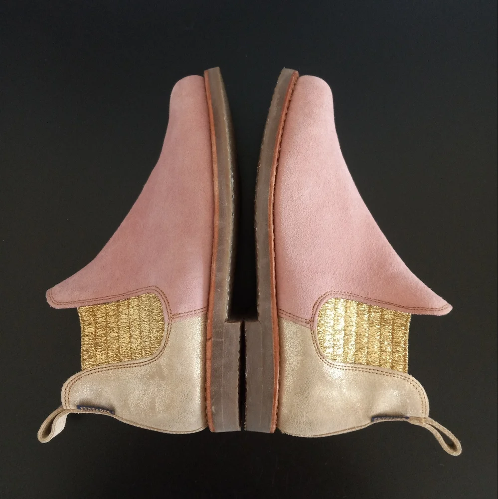Penelope Chilvers Patchwork Safari Chelsea Boots Pink Gold 40EU